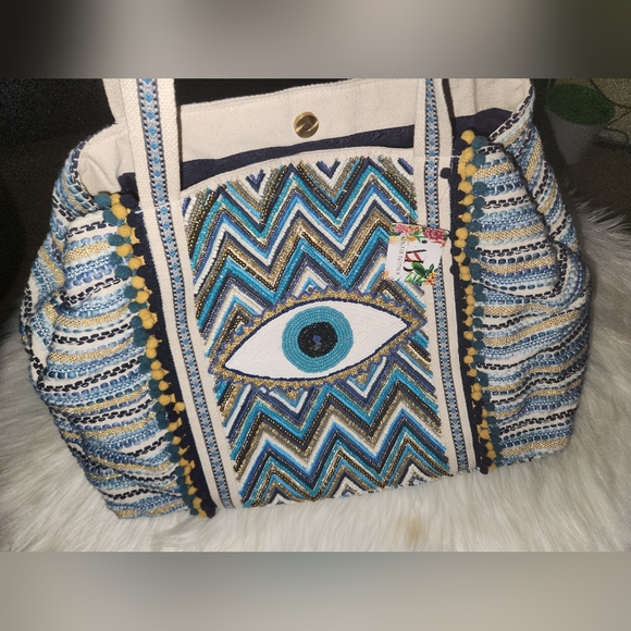 Grecian nights evil eye tote - Picture 6 of 13